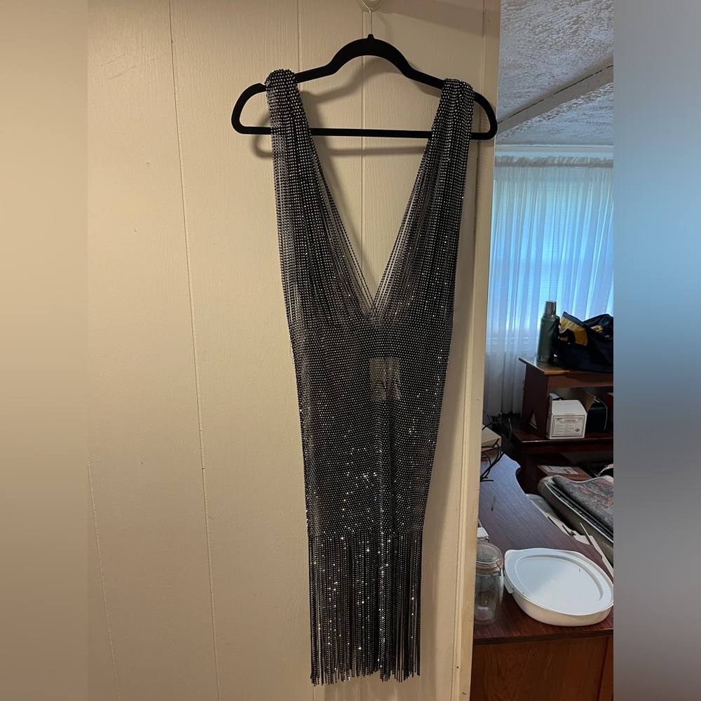 Zara sparkly see-through flapper dress s/m